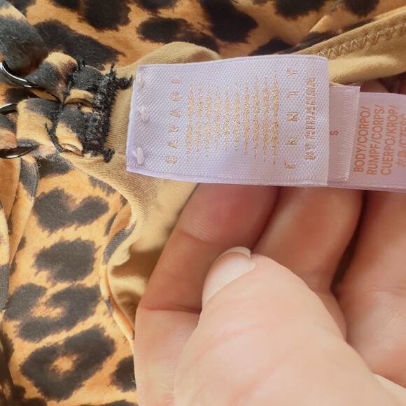 Savage X Fenty Leopard Print Slip Dress Black Lace Trim Cami Dress Size Small - Picture 10 of 13